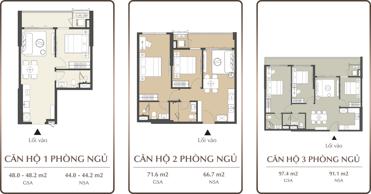 Mặt bằng căn hộ 2 phòng ngủ LUMIÈRE Midtown được thiết kế tối ưu không gian