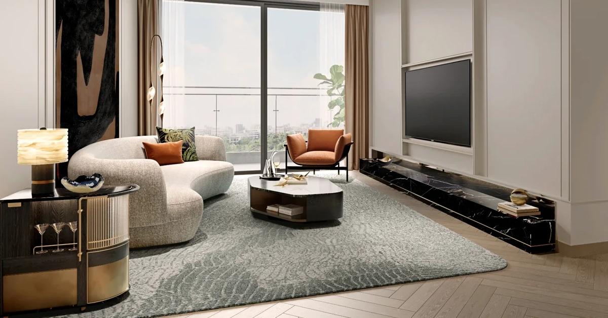 Nội thất phòng khách LUMIÈRE Midtown theo phong cách Luxury Contemporary