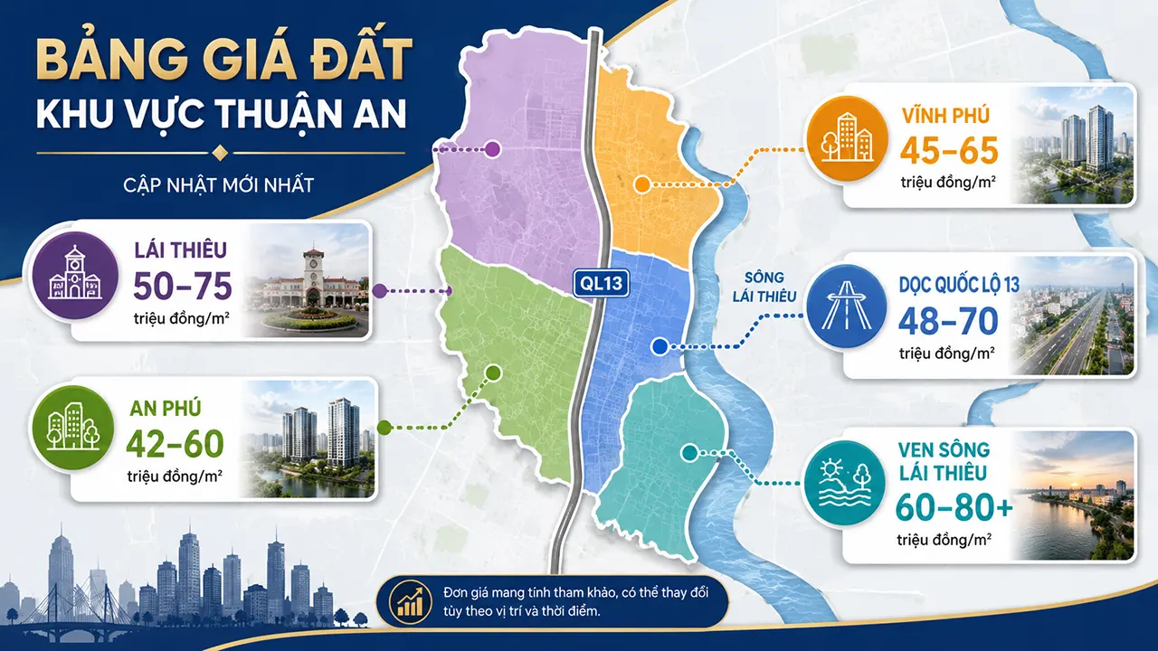 Giá căn hộ Thuận An 2026: Mặt bằng giá mới nhất theo từng khu vực